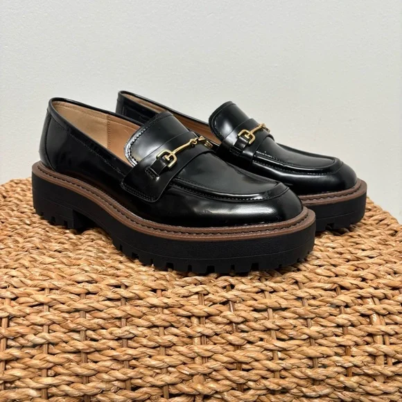 Sam Edelman Black Chunky Loafers Size 8, “Laurs” Leather - Picture 2 of 10